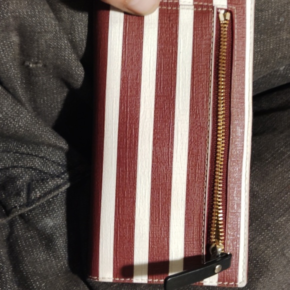 Kate Spade Purple&White Striped Wallet With Black Leather Inside - Picture 6 of 7